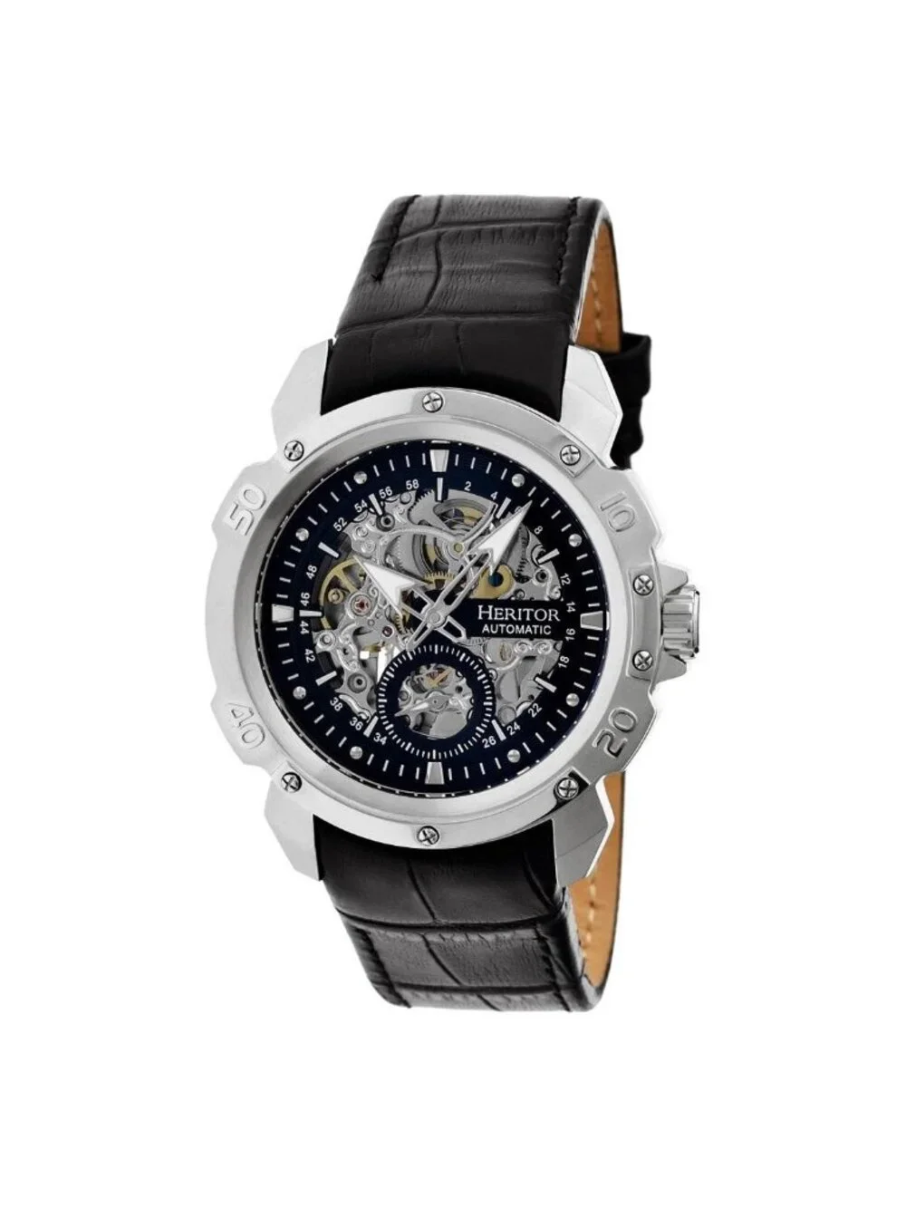 NWT Heritor Carter Automatic Black Skeleton Dial Men's Watch